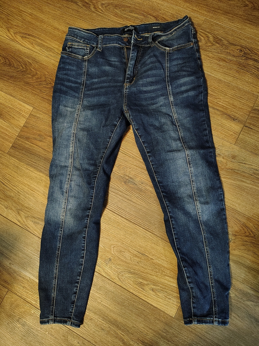 Judy Blue Medium Indigo Skinny Jeans with Faded Whiskering